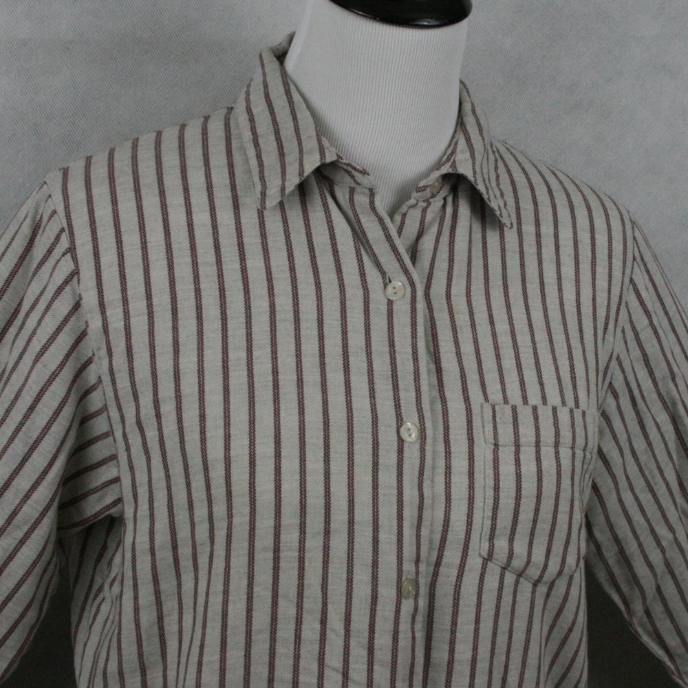 Victoria's Secret Stripe Heather Gray Cotton Blouse SZ M EUC